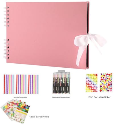 QTTVBTNA -DIY Fotoalbum 80 Pagina’s – Zelf te Versieren Fotoboek met Ringen – Scrapbook Album voor Verjaardag, Baby of Gastenboek