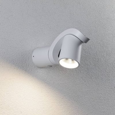 LED-wandarmatuur voor buiten Cuff Schemergestuurde bewegingsmelder (IR) IP44 76x217 mm 3000K 10W 700lm 230V 70° Wit Aluminium