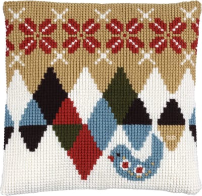 Pako borduurpakket kruissteek kussen - Scandinavische vogel - geprint stramien - 003.293 - DIY kit.