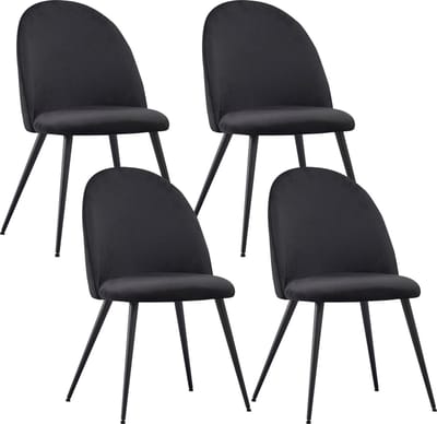 Albatros Eetkamerstoelen met Fluwelen Hoes Capo Set van 4, Zwart - Stijlvol Vintage Ontwerp, Fluwelen Hoes, SGS Goedgekeurde Gestoffeerde Stoel - Moderne Keukenstoel, Eetkamerstoel of Eettafelstoel