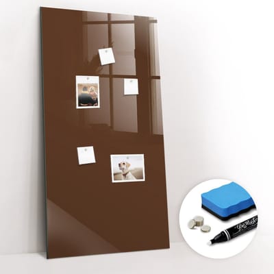 Tulup Whitebord - Kleur Bruin Magneetbord - 60 cm x 120 cm - Magneetbord Foto - Scandinavisch Design Bord - Magneetbord Muur - Planning Muur - Gratis 5 Sterke Magneten + Whiteboard Marker & Wisser - Magnet Board - Magnetisch Memobord