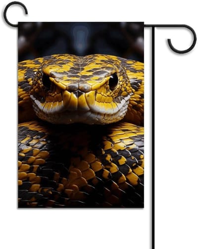 Tuinvlag Gele Slang - Buiten Decoratie Vlag - Tuin Aankleden - Hoogwaardig Polyester - 32 cm x 47 cm - Geel