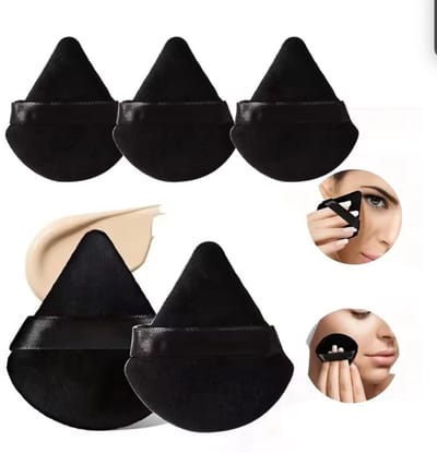 Jumada's Powder Puff - Zwart - Voor Make-up en Gezichtspoeder - Beauty Blender - Poederdons - Powder Puff Driehoek - Poederspons - 5 stuks