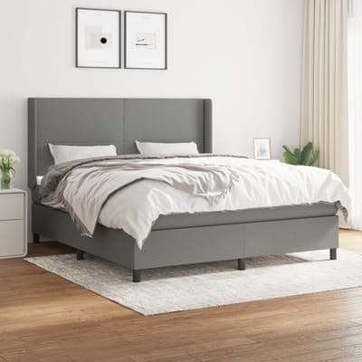 vidaXL - Boxspring - met - matras - stof - donkergrijs - 160x200 - cm