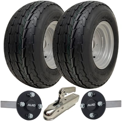 20.5x8.00-10 Aanhangwagenkit met voor de openbare weg goedgekeurde wielen voor hoge snelheden, ALKO-naaf en kortas-trekhaak