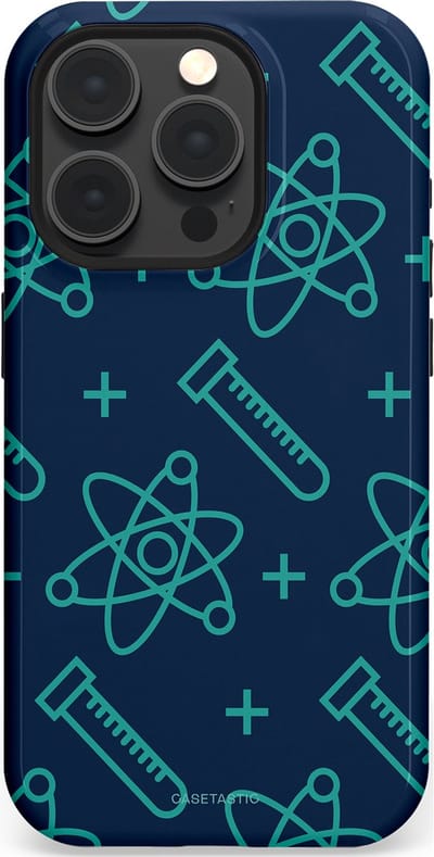 Casetastic hoesje geschikt voor Apple iPhone 15 Pro - MagSafe - Dubbellaagse bescherming - Atomen Creaties - Fashion Case - Donkerblauw Turquoise