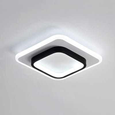 Goeco Plafondlamp - 24cm - Medium - LED - 22W - Vierkante Acryl - 6000K - Koel Wit