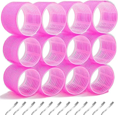 Set van 24 Jumbo Haarrollers en 12 Duckbill Clips, Zelfklevend, 64 mm, Geschikt voor Lang, Middellang en Kort Haar, Ideaal voor Salon en Thuisgebruik