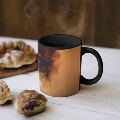 Magische Mok - Foto op Warmte Mokken - Koffiemok - Giraf - Bruin - Abstract - Geschilderd - Magic Mok - Beker - 350 ML - Theemok