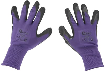 GEKO Beschermende werkhandschoenen - latex coating - maat 10 - paars - 12 stuks