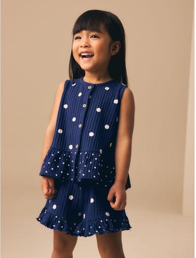 Next - Meisjes - Peplumtop en Korte Broek Set - Blauw