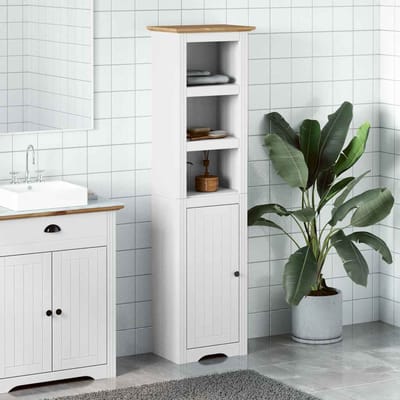 vidaXL - Badkamerkast - BODO - 44x30x160 - cm - wit - en - bruin