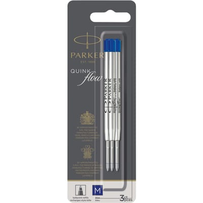 Parker Ballpoint Pen Refills | Medium Point | Blue QUINKflow Ink | 3 Count