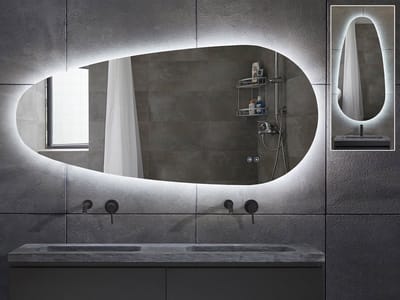 Mawialux LED Badkamerspiegel - Dimbaar - 159x69cm - Asymmetrisch - Horizontaal of verticaal ophangen - Verwarming - Touchscreen - Ana