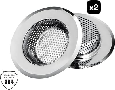 2x Goodli RVS Gootsteen zeef - 11,4 cm - Universele Gootsteenstop voor Keukenafvoer - Roestvrijstaal Filter tegen Verstopping - Afvoerstop - Geschikt voor Standaard Afvoer - Duurzame Herbruikbare Afvoerzeef voor Keuken en Badkamer - Anti Verstopping