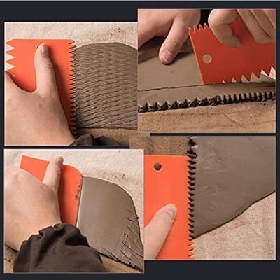 Set van 6 Plastic Klei Schrapers voor Beeldhouwen en Pottenbakken - Serrated Gereedschap voor Creatieve DIY Projecten