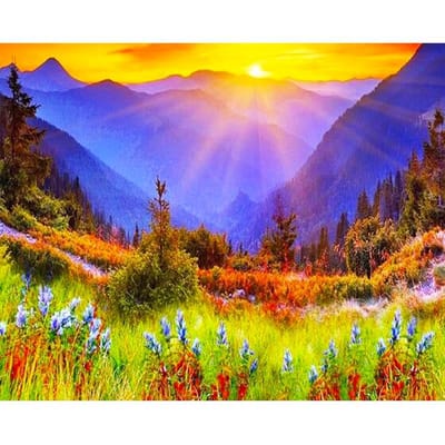 5D DIY Diamond Painting Zonsondergang landschap Borduren Kruissteek Strass Mozaïek Home Decor 20X30CM blue