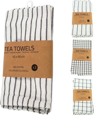 Theedoeken set - Assorti set van 3 - Ideaal voor elke keuken - 100% katoen