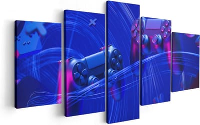 Artaza Canvas Schilderij Vijfluik Twee Gaming Controllers - Gamen - 100x50 - Foto Op Canvas - Canvas Print