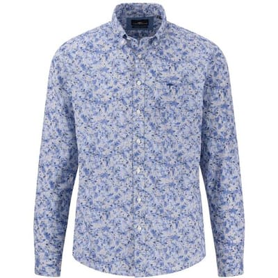 Fynch-Hatton Overhemd Stripe Floral Pattern Strong Blue / male