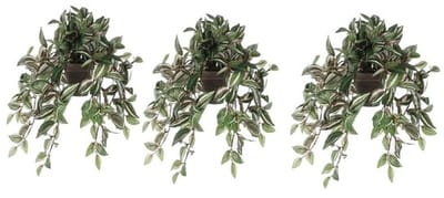 Mica Decorations Kunstplant Tradescantia vader hangplant - 3x - 45 cm - groen - Kunstplanten/nepplanten