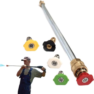 Verlengstuk Hogedrukreiniger - Sproeier Staaf - Grondig Reinigen - Veiligheidsvergrendeling Trigger - 40 cm - Zilver