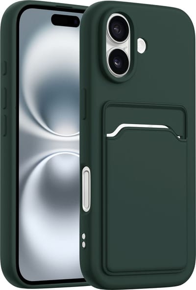 ShieldCase back cover hoesje met pasjeshouder geschikt voor iPhone 17 (donkergroen) – sterke case met kaarthouder, premium bescherming en slank design