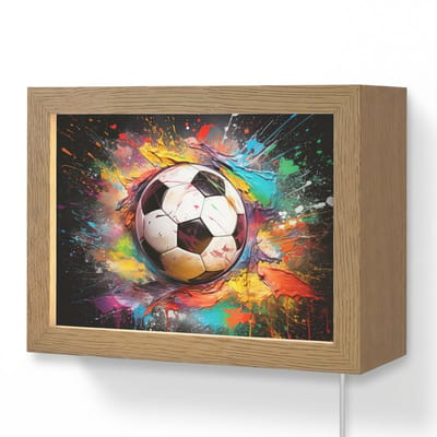 Wandlamp 20x15 cm - Oplaadbaar - Voetbal - Verf - Kleuren - Zwart - Wit - Wandlampen binnen woonkamer - Slaapkamer lamp met kabel - Decoratieve nachtlamp - Vloerlamp snoer