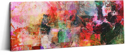Wallfluent Foto Op Canvas Abstracte compositie - 125 x 50 cm - Veelkleurig Schilderij Canvas - Abstract Canvas Doek Foto - Imitatie van een olieverfschilderij Schilderij Doek - Abstract Schilderijen Op Canvas Doek