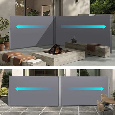 Wishdor Uittrekbare Zijluifel - Privacy- En Zonwering - Wind- En Waterbestendig - Voor Balkon Of Terras - Aluminium En Metaal - Donkergrijs