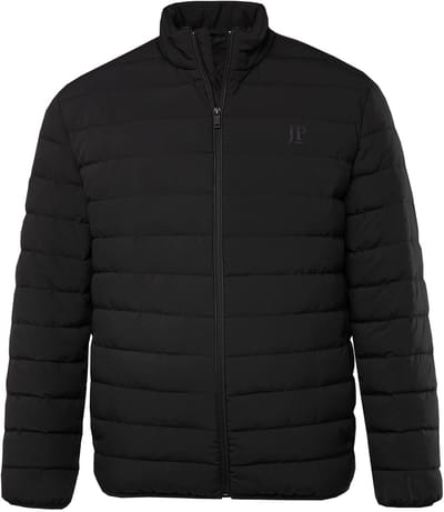 JP 1880 - Heren - Doorgestikte jas technodaune opstaande kraag - Zwart - Maat 8XL