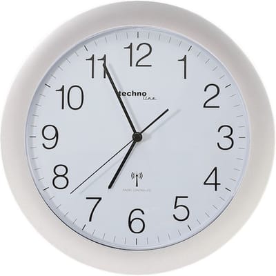 Technoline WT 8000 SILVER - Wandklok - Analoog - Rond - Kunststof Raam - Radiogestuurde tijdsaanduiding - Zilverkleurig
