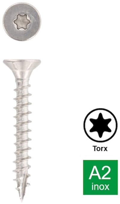 Schäfer en Peters Houtschroef Verzonken kop TX25 - 5.0 x 20 mm (500 stuks) - RVS A2