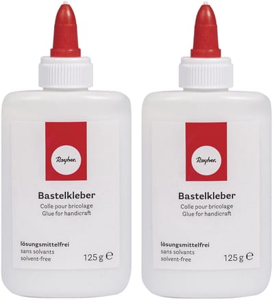 Rayher Hobby knutsel lijm - 2x - flacon van 125 gram - witte lijm - geschikt voor alles