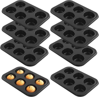 8-delige Muffinvorm Set met 6 Cup Capaciteit, Ideaal voor Cupcakes, Taarten en Brownies