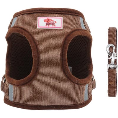 Honden Harnas Hond Trektouw Corduroy Ademende Hond Borstband Reflecterende Huisdier Borstband Wandeltouw Set XS bust 26-29cm