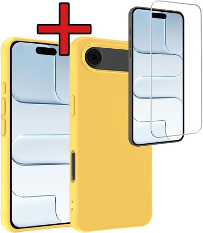 Hoesje - Met Screenprotector - Geschikt voor Apple iPhone Air - Sterk & Shockproof - Telefoon Hoes - Back Cover - Siliconen Case - Telefoonhoes - Geel