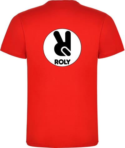5 Pack T-shirts Rood met gepersonaliseerd Ruglogo maten zelf te kiezen S t/m 4XL Dogo Premium 165 gram met ronde hals merk Roly