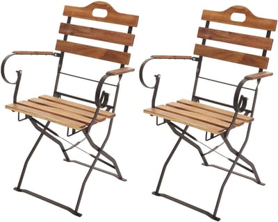 Set van 2 biertuinstoelen MCW-J40, klapstoel tuinstoel, horeca kwaliteit acacia MVG-gecertificeerd ~ natuurlijke kleur