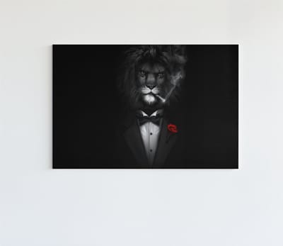 Canvas Schilderij - Meneer de Leeuw - 60x40x2 cm