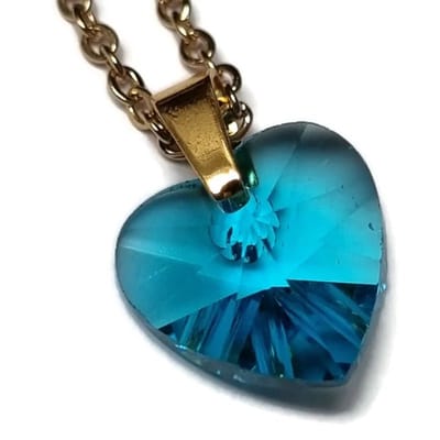 Aramat Jewels | Halskettingen | Romantische Stalen Ketting met kristallen hartje | Licht Blauw | |1,5mm | Staal | Volwassenen | Verkleurd niet