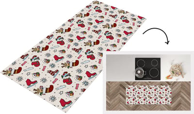 Keukenloper - Loper keuken - Kerst - Schaats - Kerstcadeau - Patroon - 120x50 cm - Keukenloper vinyl
