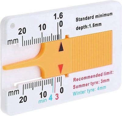 Bandenprofielmeter - Dieptemeter voor Autobanden - Tyre Tread Gauge - Compact Formaat - Zwart