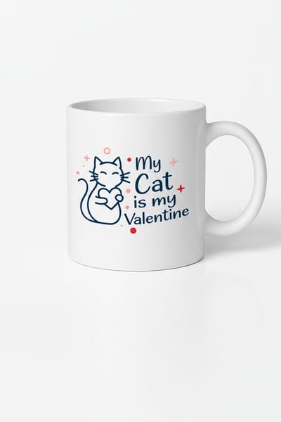 Mijn Kat is mijn Valentijn Mok - Uniek Kattenliefhebber Cadeau Beker
