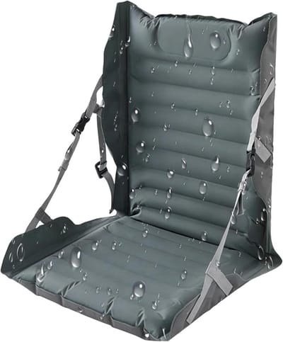 Opblaasbaar Kussen - Zitkussen Rugsteun - Comfortabel Zitten - Waterdicht Slijtvast - 106 x 57 cm - Donkergrijs