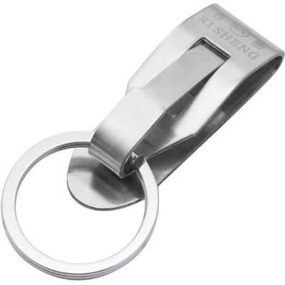 RVS sleutelhanger veiligheidsclip op riem sleutelclip riem A white