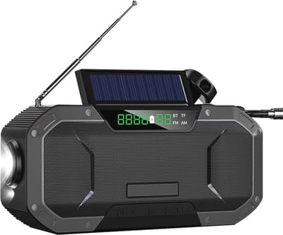 Draagbare Zonne- en Handcrank Weerradio met 5000mAh Lader en Flitslicht voor Storm, Camping en Outdoor Survival
