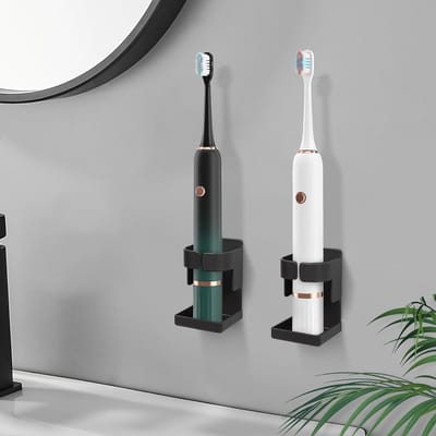Set van 2 Wandmontage Elektrische Tandenborstelhouders zonder Boren, Aluminium Organizer voor Badkamer, Geschikt voor de Meeste Elektrische Tandenborstels en Badkameraccessoires