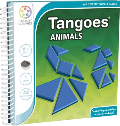SmartGames Tangoes Animals - Magnetisch Tangram Puzzelspel - 48 Uitdagende Opdrachten - Compact Reisspel & Solopuzzel - Vanaf 6 Jaar