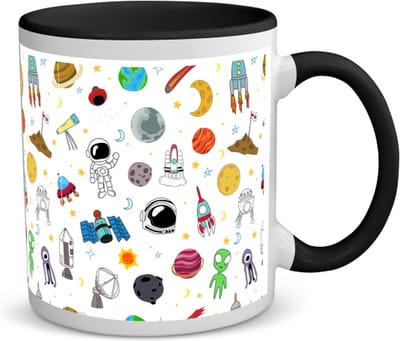 Akyol - ruimte koffiemok - theemok - zwart - Ruimte - astronaut - ruimteschip - 350 ML inhoud